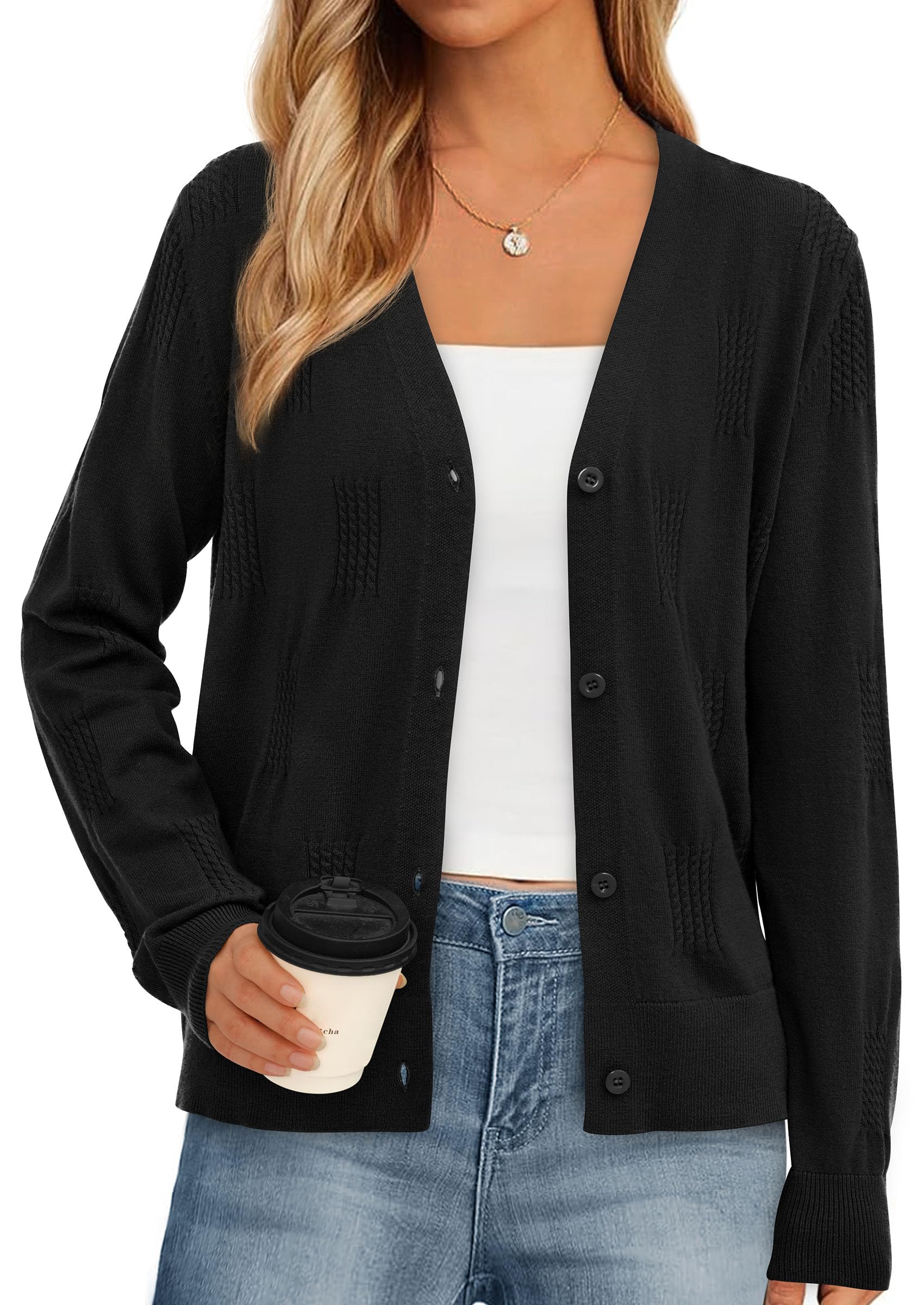 PRETTYGARDEN Women's Soft Winter Cardigan Sweaters Lightweight Knit Button Up Shrug Fall Sweater Tops PRETTYGARDEN