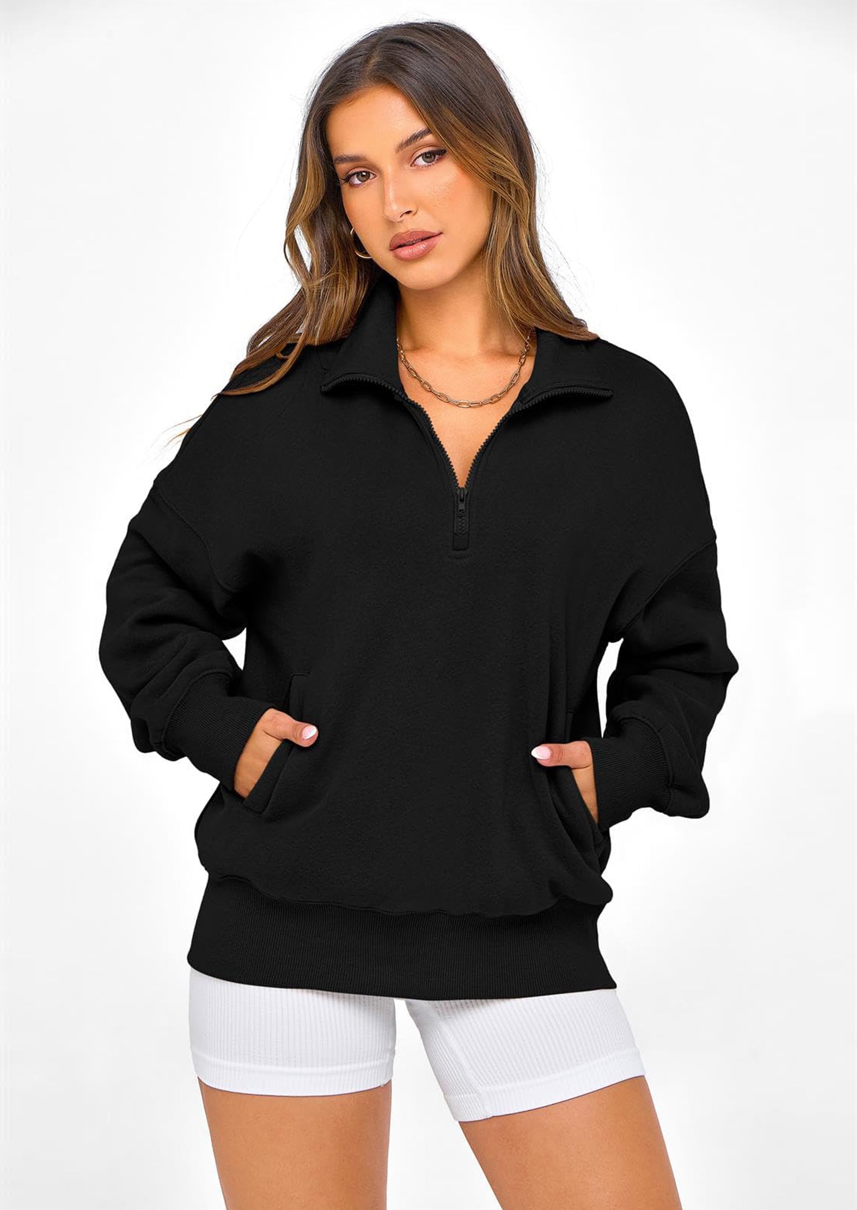 PRETTYGARDEN Womens Half Zip Oversized Sweatshirts Fleece Hoodies Trendy Long Sleeve Pullover Tops Y2k Spring Outfits