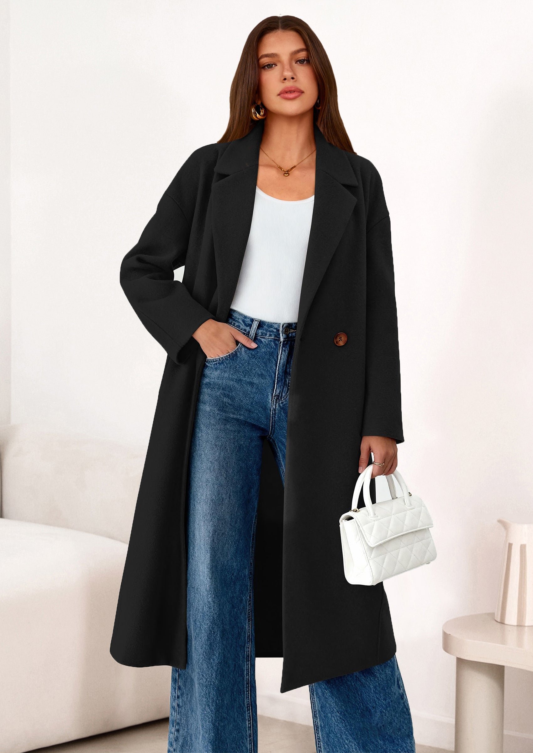 PRETTYGARDEN Womens Winter Coats Trendy Long Sleeve Notch Lapel Button