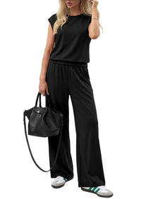 PRETTYGARDEN Women's Summer 2 Piece Lounge Sets Cap Sleeve Tops Wide Leg Pants Workout Sets Loose Casual Tracksuit PRETTYGARDEN