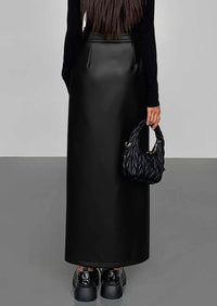 PRETTYGARDEN Womens Faux Leather Skirt Fall Bodycon High Waisted Slit Dressy Casual Winter Maxi Long Pencil Skirts