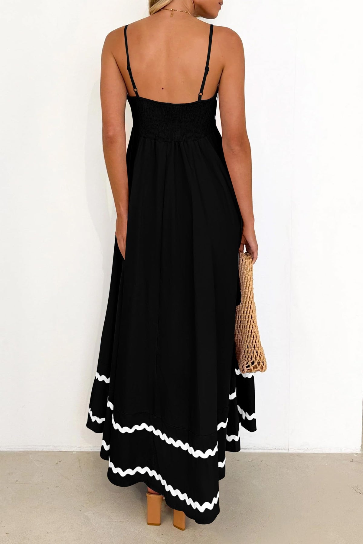 Summer Flowy Maxi Dress Casual Sleeveless Spaghetti Strap Ruffle Beach Long Dresses