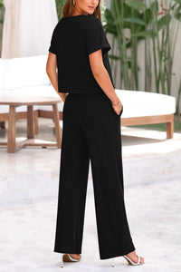 Short Sleeve T Shirt Wide Leg Pants Tracksuit