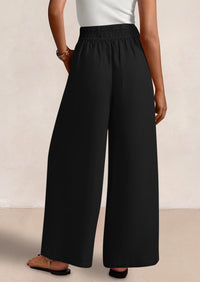 Womens Wide Leg Pants Casual 2025 Elastic Waist Loose Flowy Palazzo Pants Trousers with Pockets