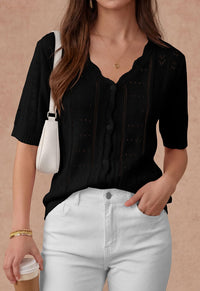 PRETTYGARDEN Womens Short Sleeve Crochet Knit Sweater Spring Fashion Button Down Lightweight Cardigans Summer Tops PRETTYGARDEN