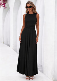 PRETTYGARDEN Womens Spring Dresses Casual Sleeveless Crewneck Aline Maxi Dress Stretch Tank Flowy Long Dresses
