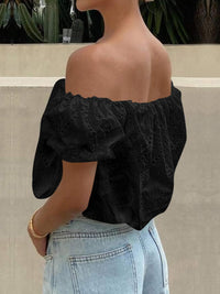 PRETTYGARDEN Women's Summer Off The Shoulder Tops Dressy Casual Puff Short Sleeve Embroidered Eyelet Cute Blouse Shirts PRETTYGARDEN