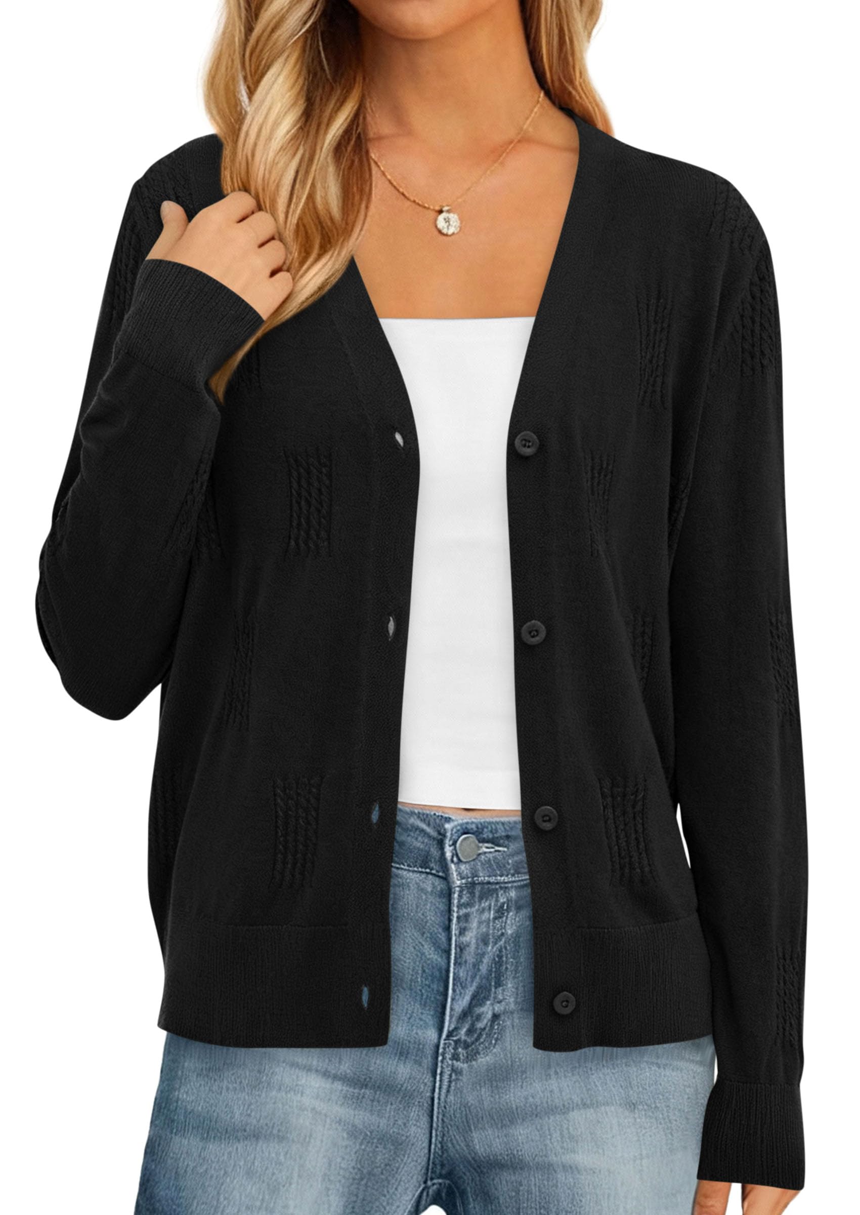 PRETTYGARDEN Women's Soft Winter Cardigan Sweaters Lightweight Knit Button Up Shrug Fall Sweater Tops PRETTYGARDEN