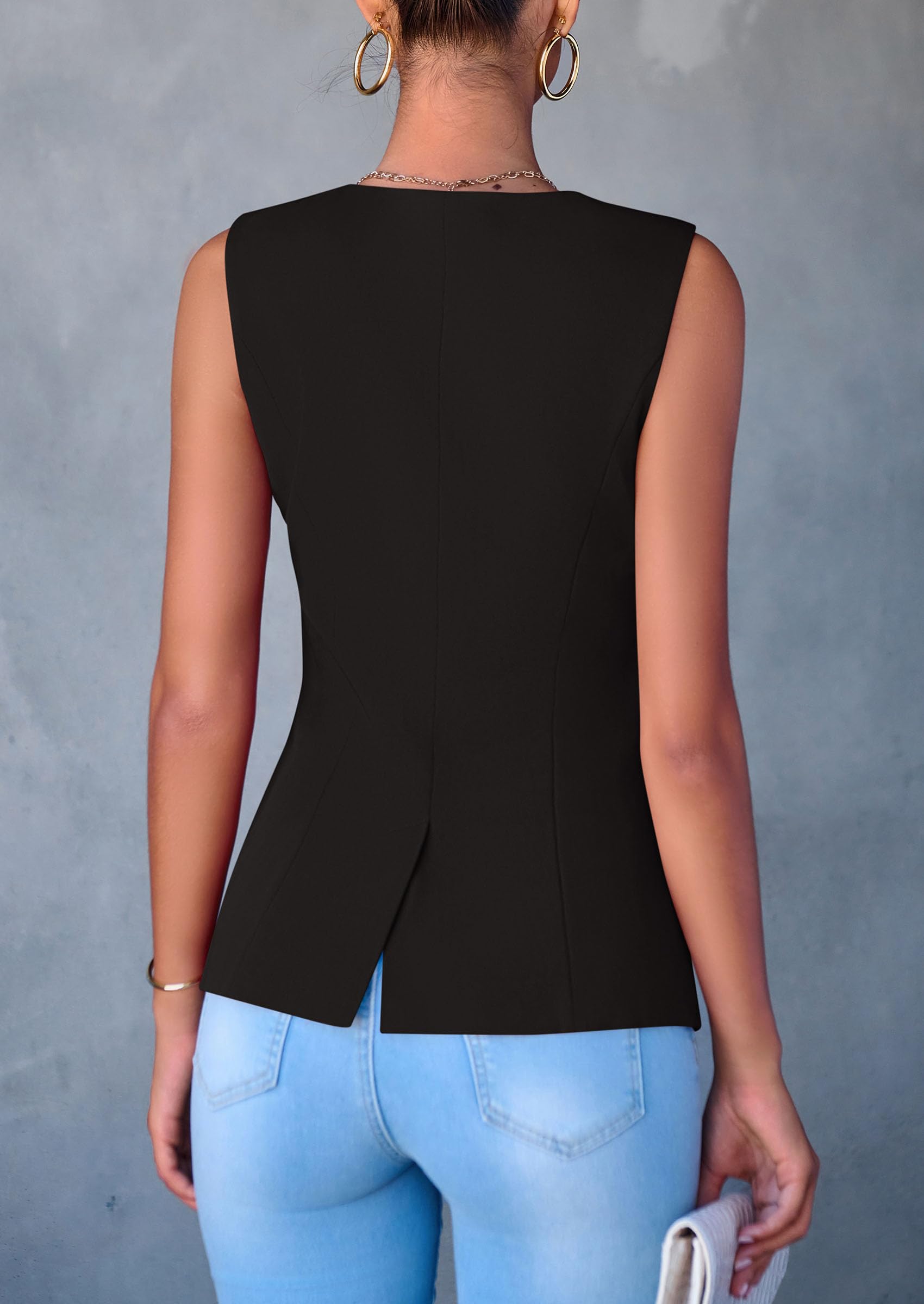 PRETTYGARDEN Women's Suit Vest Tops Summer Dressy Casual Business Button Sleeveless Trendy Fashion Blazer Waistcoat