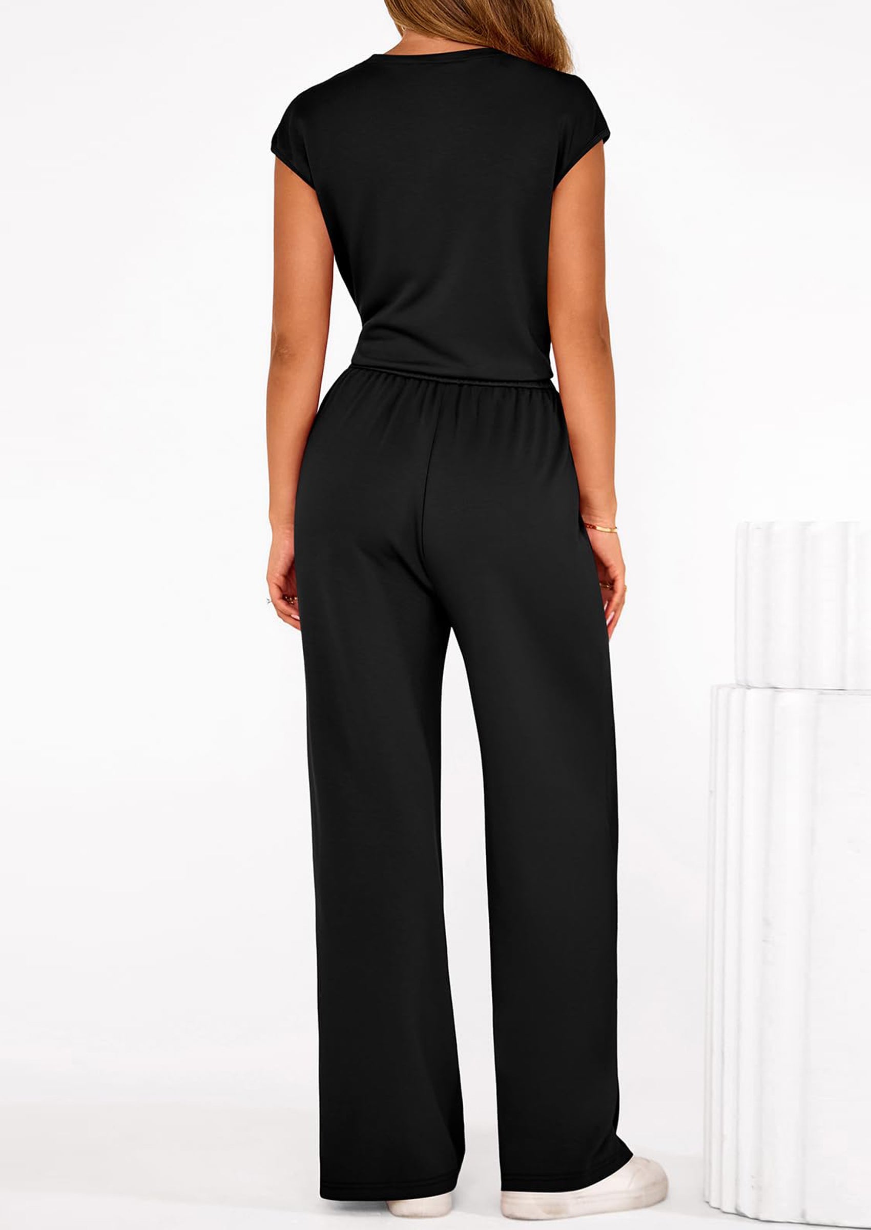 PRETTYGARDEN 2 Piece Matching Lounge Sets For Women Summer Short Sleeve Tie Front Crop Tops Casual Wide Leg Pants Tracksuit PRETTYGARDEN