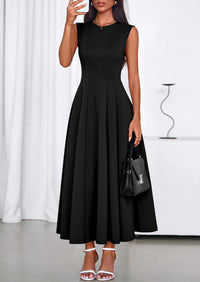 PRETTYGARDEN Sleeveless Crewneck Summer Maxi Dresses for Women Elegant Classy Semi Formal A Line Modest Party Dress PRETTYGARDEN