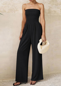 PRETTYGARDEN Tube Jumpsuits for Women Dressy Casual Off Shoulder Wide Leg Rompers Jumper One Piece Vacation Summer Outfits PRETTYGARDEN