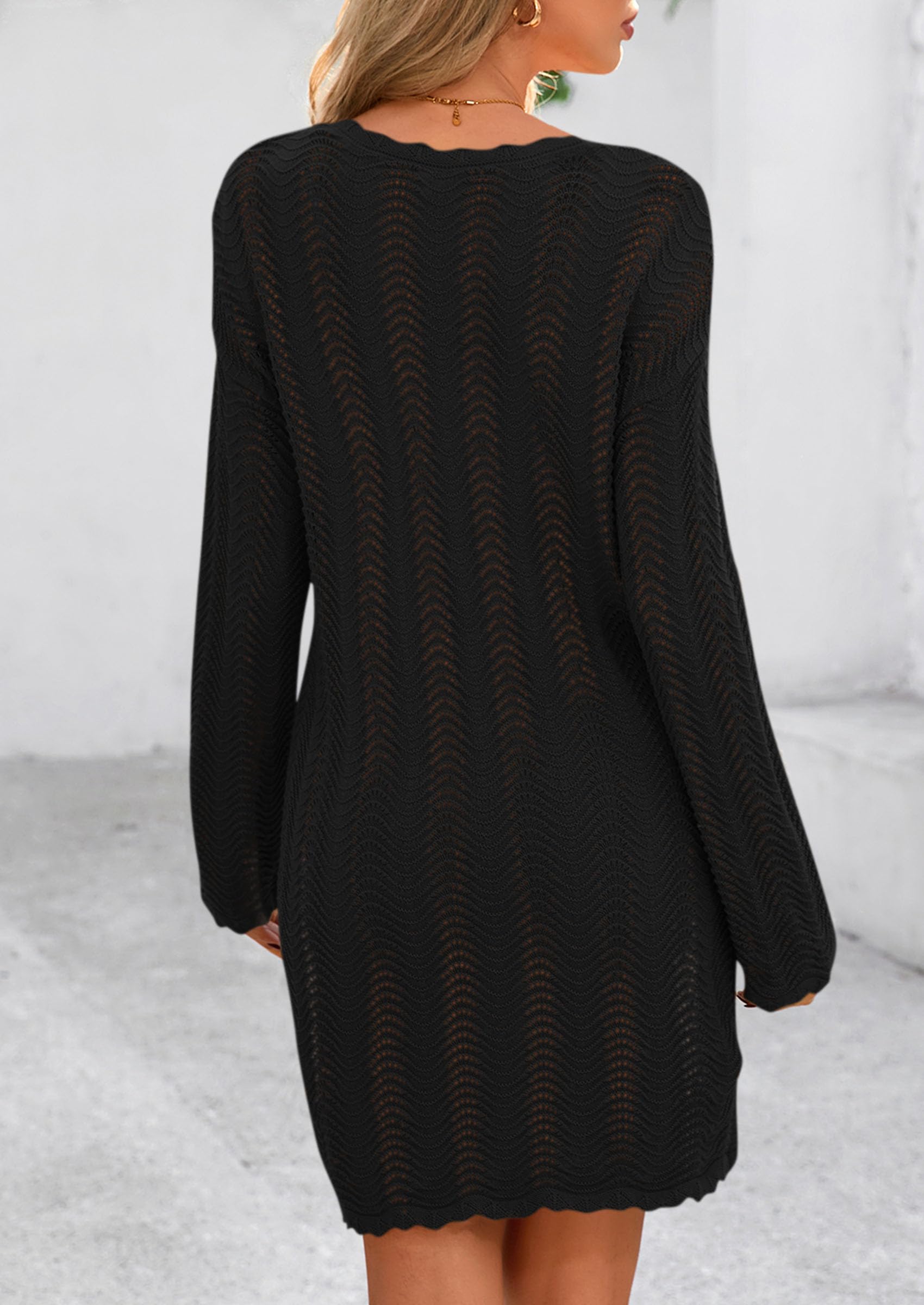 PRETTYGARDEN Women's Swimsuit Cover Up Summer Bathing Suit Swimwear Crochet Knit Dress Fashion Beach Vacation Clothes