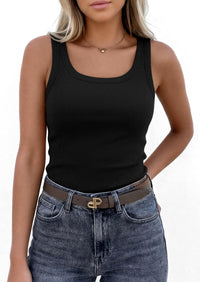 PRETTYGARDEN Womens Summer Tops Spring Cute Sleeveless Scoop Neck Workout Tank Top Casual Ribbed Knit Basic Cami Shirts PRETTYGARDEN