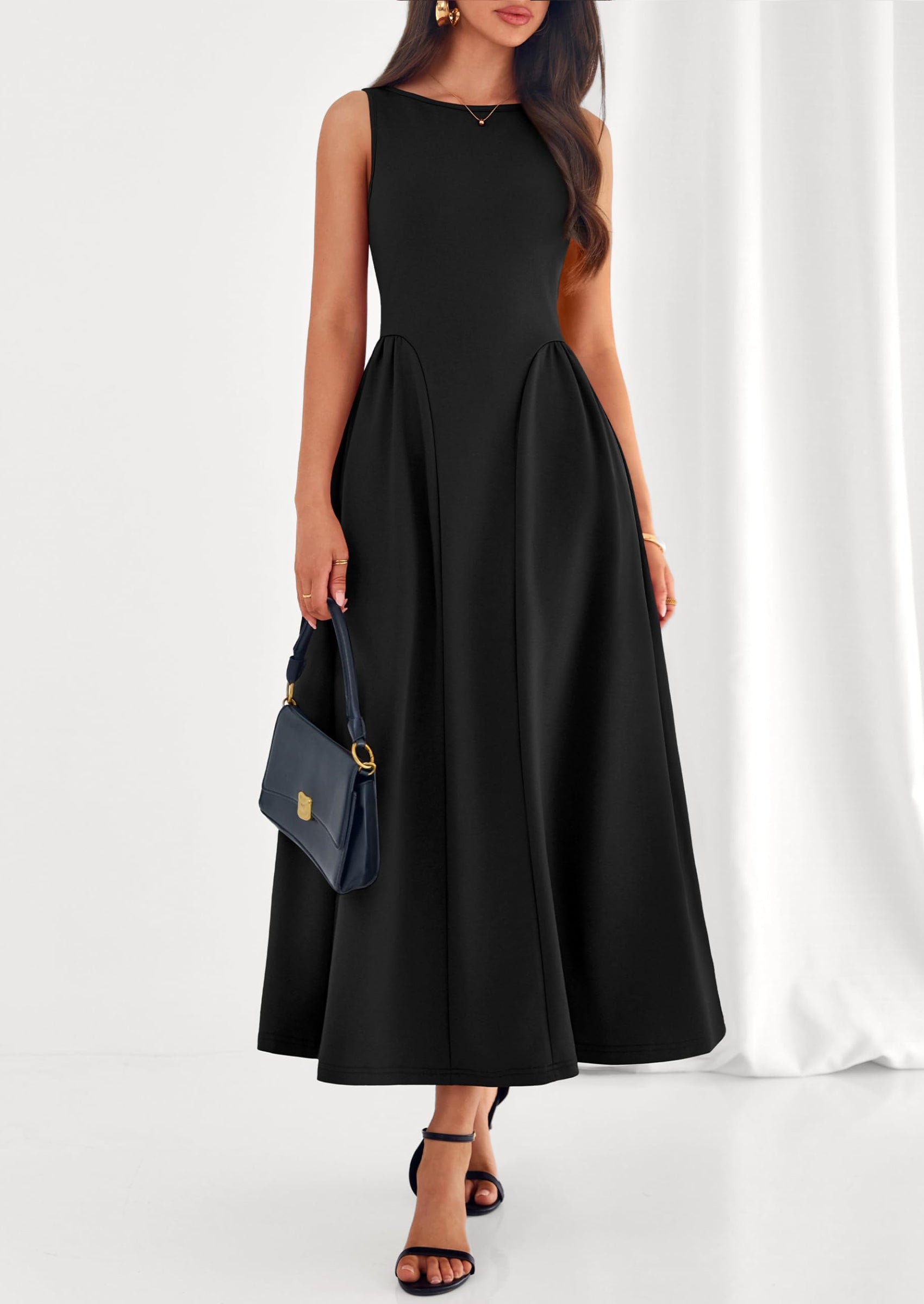 PRETTYGARDEN Summer Sleeveless Maxi Dresses for Women Elegant Classy A Line Tank Formal Midi Long Wedding Guest Dress PRETTYGARDEN