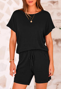 PRETTYGARDEN Two Piece Set for Women Summer Lounge Sets Shorts And Short Sleeve Tops Knitted Matching Travel Spring Outfits PRETTYGARDEN