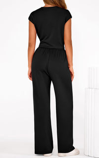 PRETTYGARDEN 2 Piece Matching Lounge Sets For Women Summer Short Sleeve Tie Front Crop Tops Casual Wide Leg Pants Tracksuit PRETTYGARDEN