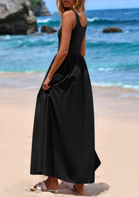 PRETTYGARDEN Womens Summer Casual Scoop Neck Sleeveless Long Dresses Tank Top Patchwork Aline Swing Maxi Dress with Pockets