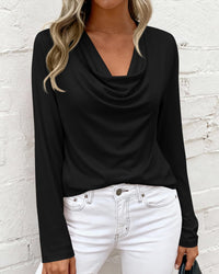 PRETTYGARDEN Womens Spring Tops Dressy Cowl Neck Long Sleeve Shirts Loose Business Casual Blouses Teacher Tunic Top PRETTYGARDEN