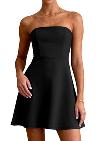 PRETTYGARDEN Women's Strapless Mini Summer Dress Spring A Line Tube Top Sundress Cocktail Party Short Dresses PRETTYGARDEN