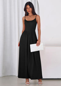 PRETTYGARDEN Womens Spaghetti Strap Maxi Dresses Sleeveless Summer Dress Long Casual Knit Flowy Beach Sundresses with Pockets PRETTYGARDEN