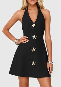 PRETTYGARDEN Cocktail Dresses for Women Short Summer Elegant Halter V Neck Sleeveless A Line Spring Mini Party Dress PRETTYGARDEN