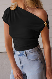 PRETTYGARDEN Womens Summer Off The Shoulder Crop Tops Ribbed Going Out Fitting T Shirts Trendy Spring Y2k Clothes PRETTYGARDEN