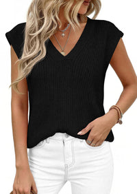 PRETTYGARDEN Women's Lightweight Sweaters Vest Spring Trendy Cap Sleeve V Neck Knit Tank Tops Summer Going Out Outfits PRETTYGARDEN