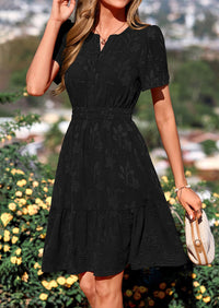 PRETTYGARDEN Womens Summer Mini Dress with Pockets Floral Short Sleeve V Neck Elastic Waist Cute Dresses Beach Sundress