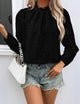 Womens Blouses Dressy Casual Embroidered Long Puff Sleeve Shirts Ruffle Eyelet Lace Top Fall Clothes