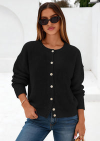 PRETTYGARDEN Long Sleeve Crewneck Button Down Womens Sweaters Fall Open Front Chunky Cardigan Sweaters for Women