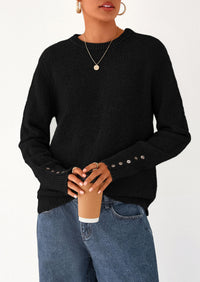 PRETTYGARDEN Womens Sweaters Fall Fashion Casual Crewneck Pullover Button Long Sleeve Cute Knit Tops Winter Clothes