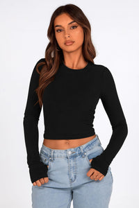 Long Sleeve Crop Tops Y2K Fashion Clothes Basic Slim Fit Tee Shirts Blouse