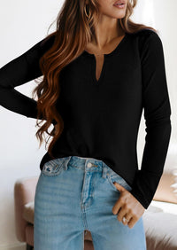 PRETTYGARDEN Long Sleeve Shirts for Women Fall V Neck Waffle Basic Tee Dressy Casual Winter Blouses Knit Tunic Tops