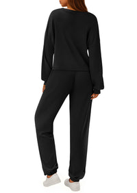 PRETTYGARDEN Women's Two Piece Outfits Lounge Sets Long Sleeve Pullover Tops Sweatpants Fall Fashion Matching Clothing
