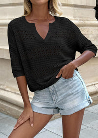 PRETTYGARDEN Womens Crochet Tops Casual Cotton Hollow Out Knit Short Sleeve Oversized Sweater for Women Summer Beach Cover Up PRETTYGARDEN