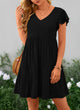 Summer Casual Cap Sleeve V Neck Tiered Ruffle Swing A Line Dresses