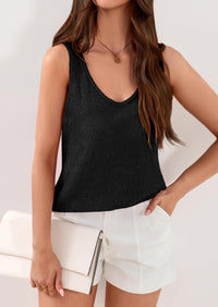 PRETTYGARDEN Women Summer Tank Tops Basic Sleeveless V Neck Light Sweater Vest Knit Crop Top Beach Vacation Clothes PRETTYGARDEN