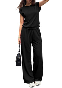 PRETTYGARDEN Women's Summer 2 Piece Lounge Sets Cap Sleeve Tops Wide Leg Pants Workout Sets Loose Casual Tracksuit PRETTYGARDEN