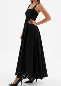 PRETTYGARDEN Womens Sleeveless Maxi Summer Dresses Hollow Out Eyelet Square Neck Ruffle Flowy Beach Vacation Sundress PRETTYGARDEN