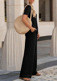 PRETTYGARDEN Summer Lounge Sets for Women 2 Piece Short Sleeve Crewneck Cute Tops and Wide Leg Pants with Pockets Pj Set PRETTYGARDEN