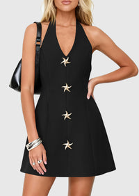 PRETTYGARDEN Cocktail Dresses for Women Short Summer Elegant Halter V Neck Sleeveless A Line Spring Mini Party Dress PRETTYGARDEN