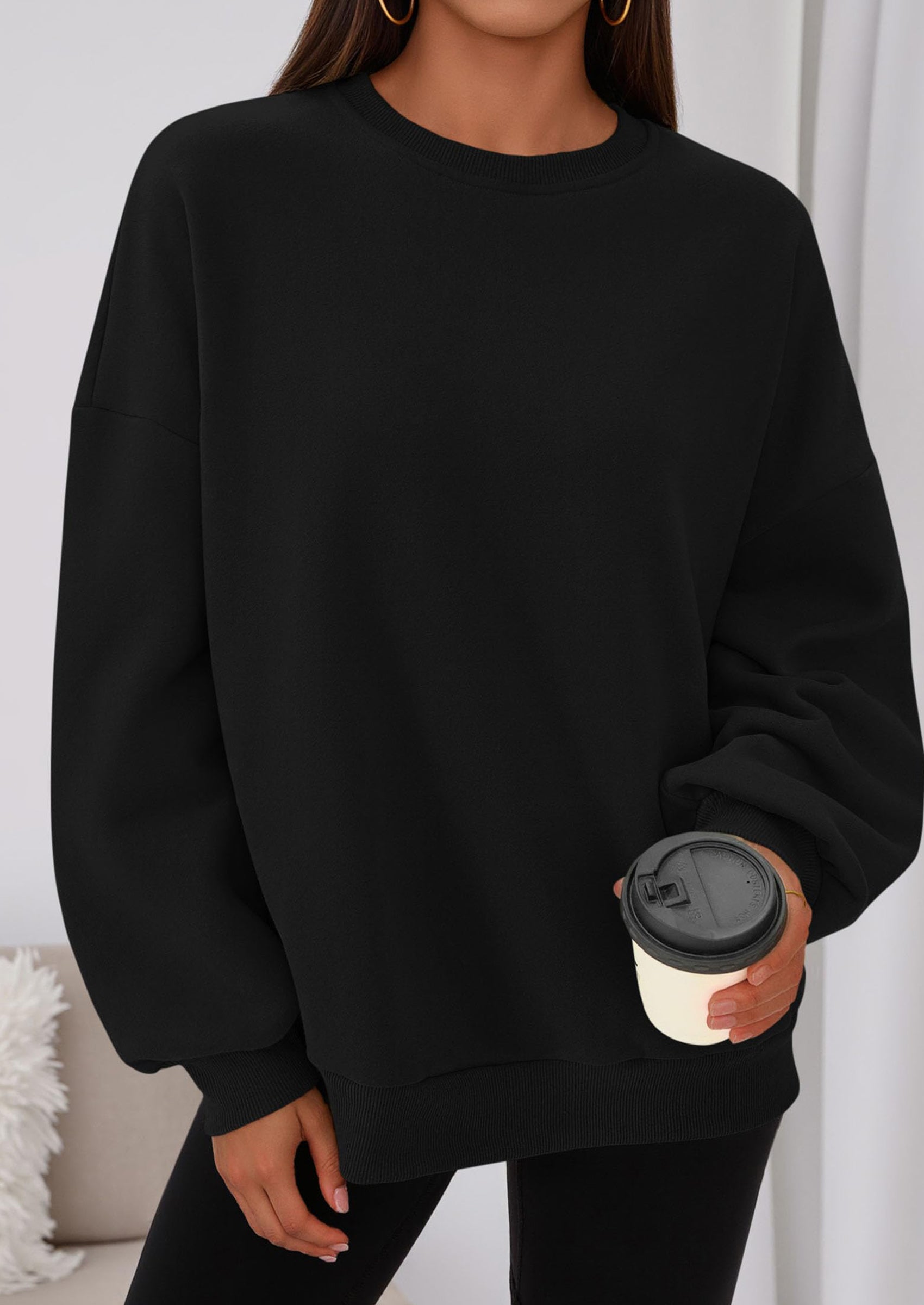 PRETTYGARDEN Sweatshirts for Women Oversized Crewneck Fleece Pullover Long Sleeve Tops Comfy Fall Winter Fashion Outfits