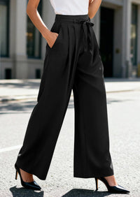 PRETTYGARDEN Women Wide Leg Pants Business Casual Elastic Waist Work Trousers Dressy Pants with Pockets PRETTYGARDEN