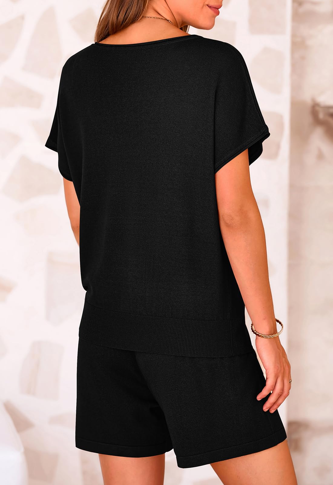 PRETTYGARDEN Two Piece Set for Women Summer Lounge Sets Shorts And Short Sleeve Tops Knitted Matching Travel Spring Outfits PRETTYGARDEN