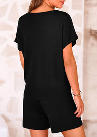 PRETTYGARDEN Two Piece Set for Women Summer Lounge Sets Shorts And Short Sleeve Tops Knitted Matching Travel Spring Outfits PRETTYGARDEN