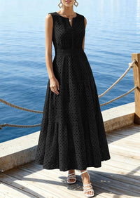 PRETTYGARDEN Summer Dresses for Women Sundresses Sleeveless V Neck Eyelet A Line Flowy Beach Vacation Spring Maxi Dress PRETTYGARDEN
