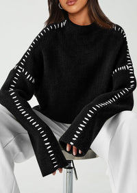 PRETTYGARDEN Women's Chunky Knit Sweaters Fall Long Sleeve Mock Neck Oversized Pullover Tops Winter Fashion Clothes