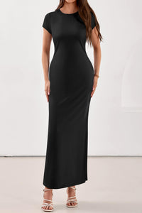 PRETTYGARDEN Womens Summer Maxi Dresses Casual Short Sleeve Crewneck Knit Slit T Shirt Dress Spring Long Beach Sundress PRETTYGARDEN