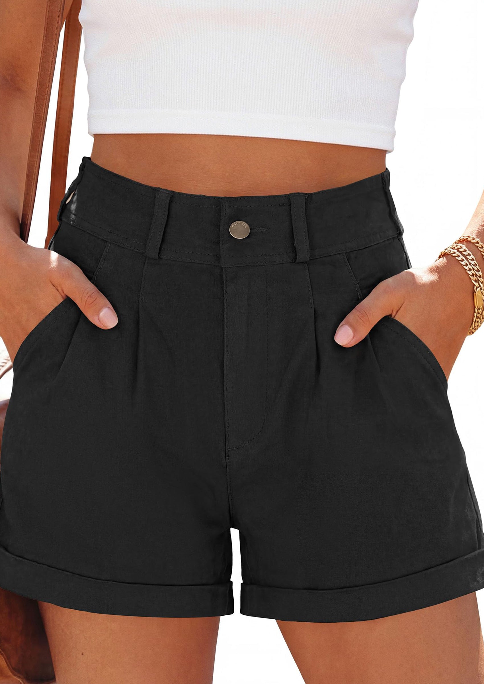 PRETTYGARDEN Womens Shorts Dressy Casual High Waisted Pleated Beach Vacation Tailored Summer Shorts with Pockets